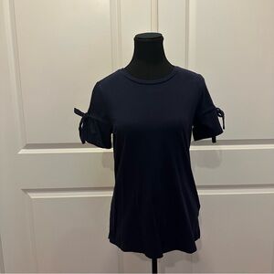 Michael Kors Navy Short Sleeve Top with Bow Accents